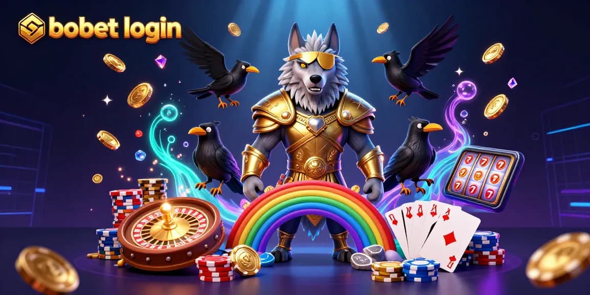 Experience sbobet login features with a dynamic 3D scene showcasing casino elements and engaging characters.