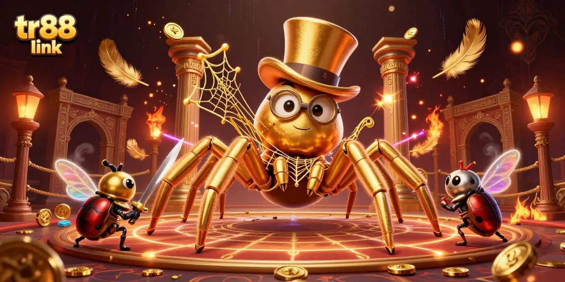 Engage with tr88 link as the golden spider weaves a dazzling casino web of excitement.