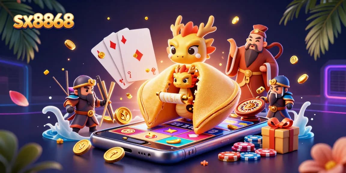 Sparkle with sx8868 as you play vibrant slots, guarded by a wise dragon and chopstick warriors.