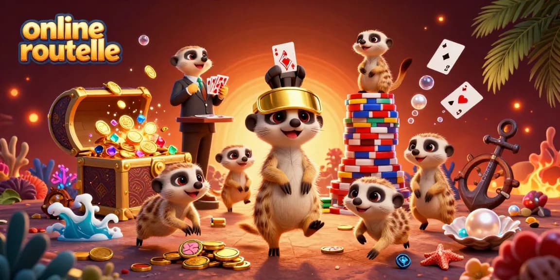 Engage in online roulette with a playful meerkat casino scene filled with dynamic gaming elements.