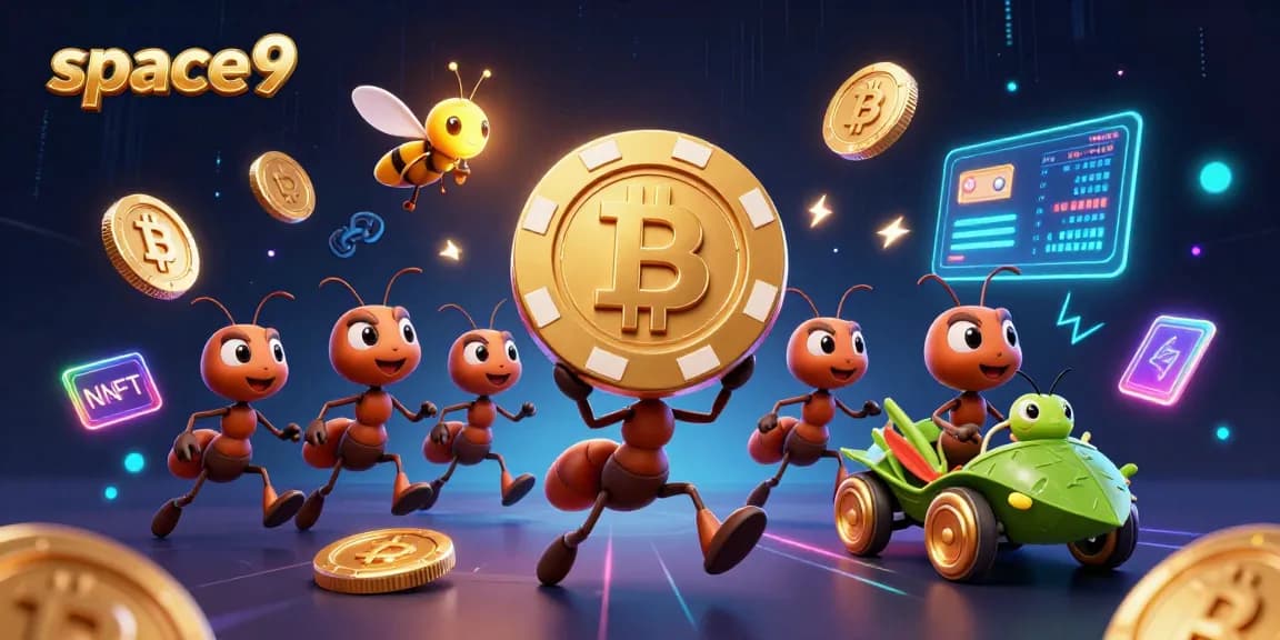 Experience thrilling gameplay at Space9 Casino, featuring dynamic scenes with ants on a high-stakes heist.