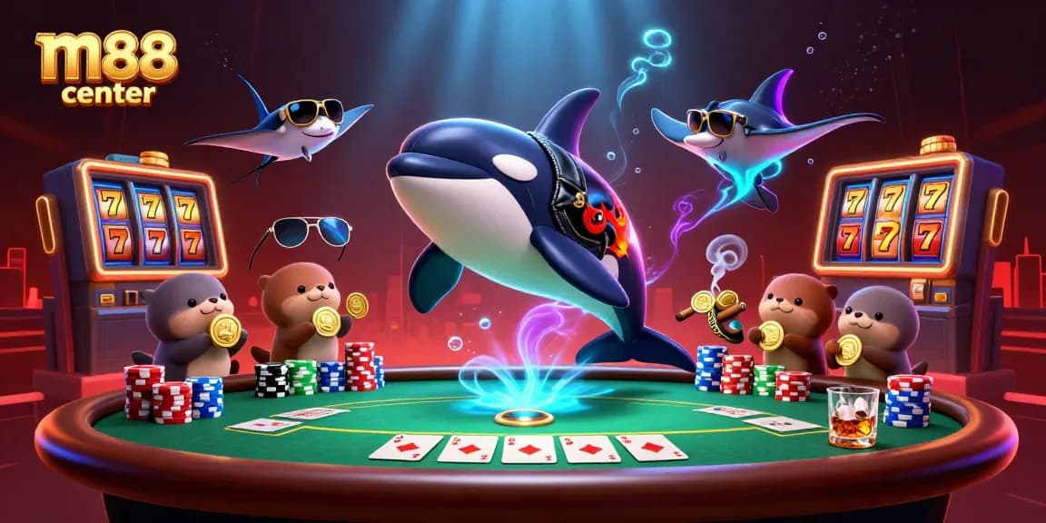 Experience the thrill of winning with m88 center's vibrant online casino atmosphere featuring dynamic characters and rich game elements.