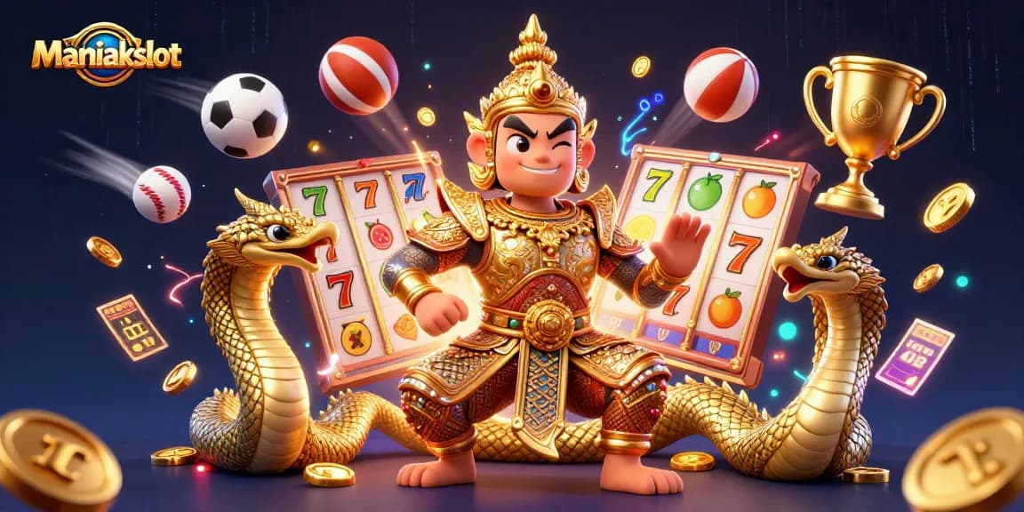 Experience the thrill of Maniakslot with dynamic slot reels and vibrant gambling elements.