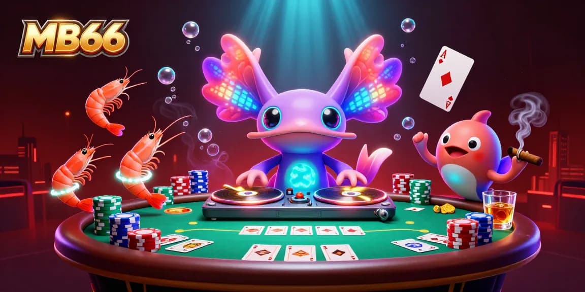 Experience MB66 casino energy with a lively DJ, vibrant game elements, and dynamic underwater visuals.