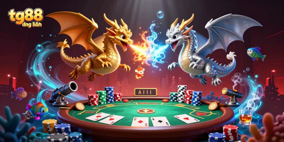 Experience the thrill of tg88 đăng nhập with vibrant dragons unleashing magic over a dynamic casino scene.