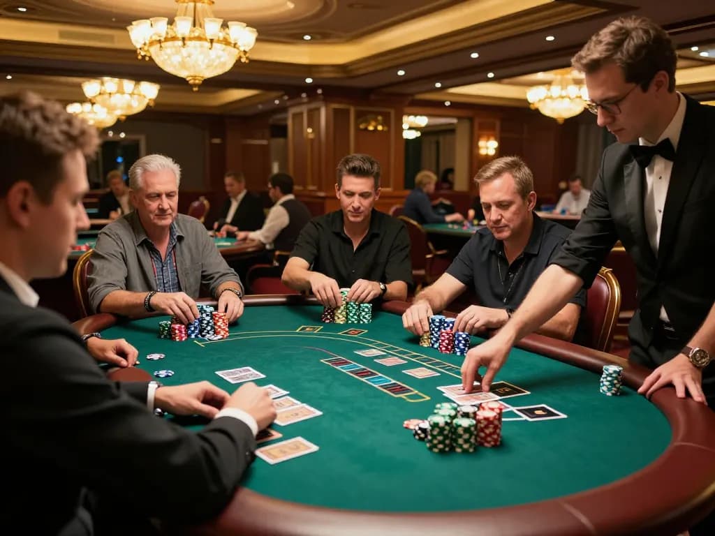 Players engaging in baccarat at RR88 casino, showcasing energetic gameplay and luxurious atmosphere.