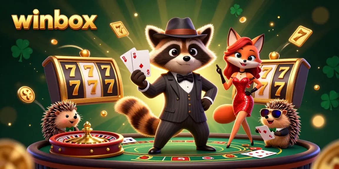 Experience the excitement of Winbox with 3D characters enjoying slots and live casino games, radiating dynamic casino energy.