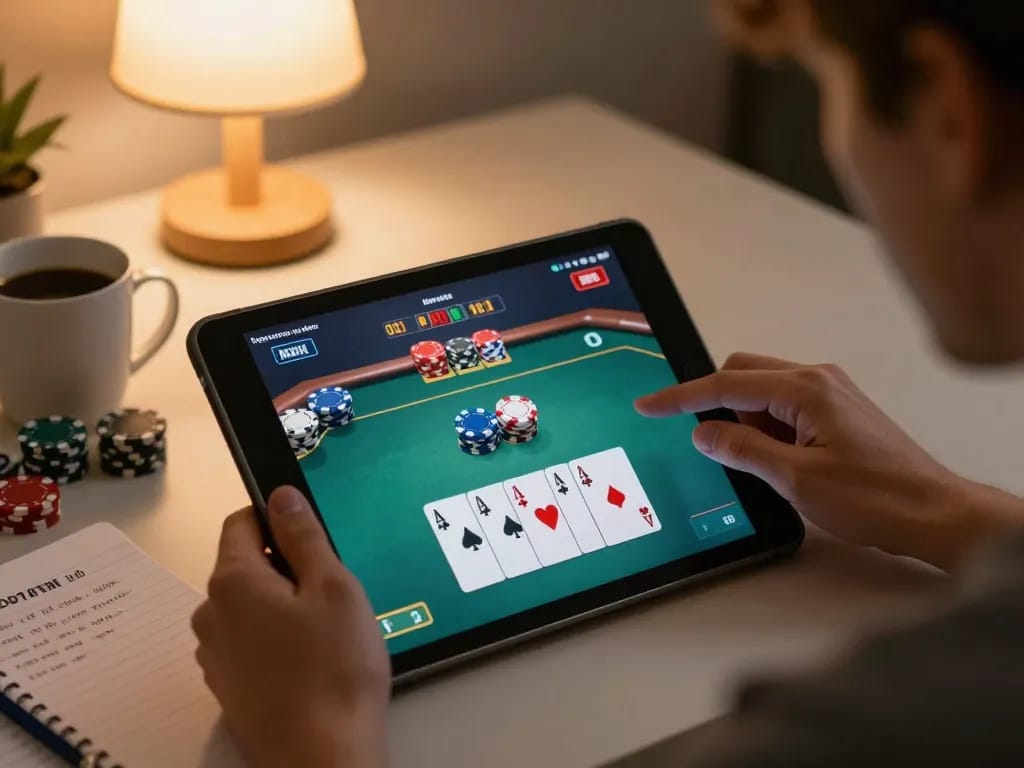 Engaging moment with sc88 online poker gameplay showcasing strategic betting and user concentration