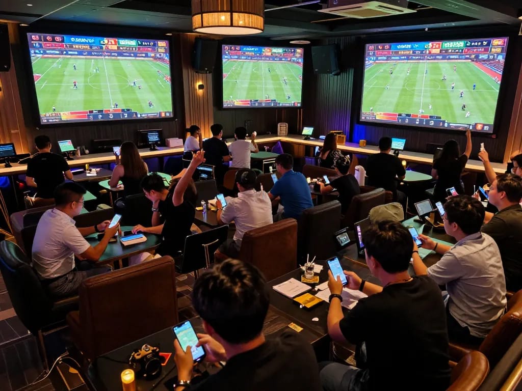 Betting excitement at a live sports event with early odds on keonhacai tv