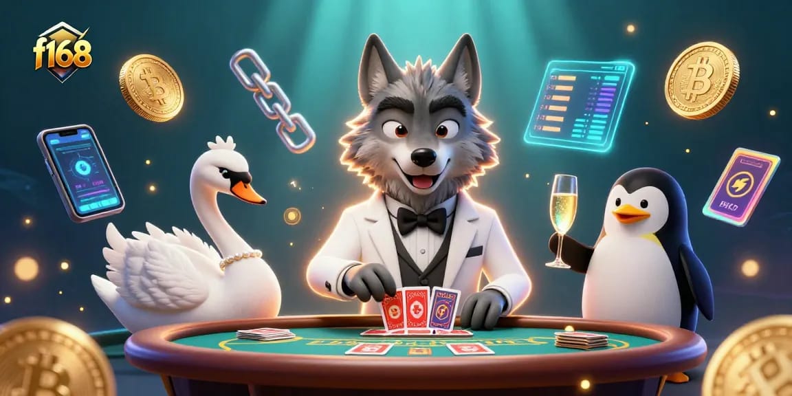 Join the excitement of f168 with sophisticated characters at the baccarat table, showcasing glamorous casino elements.