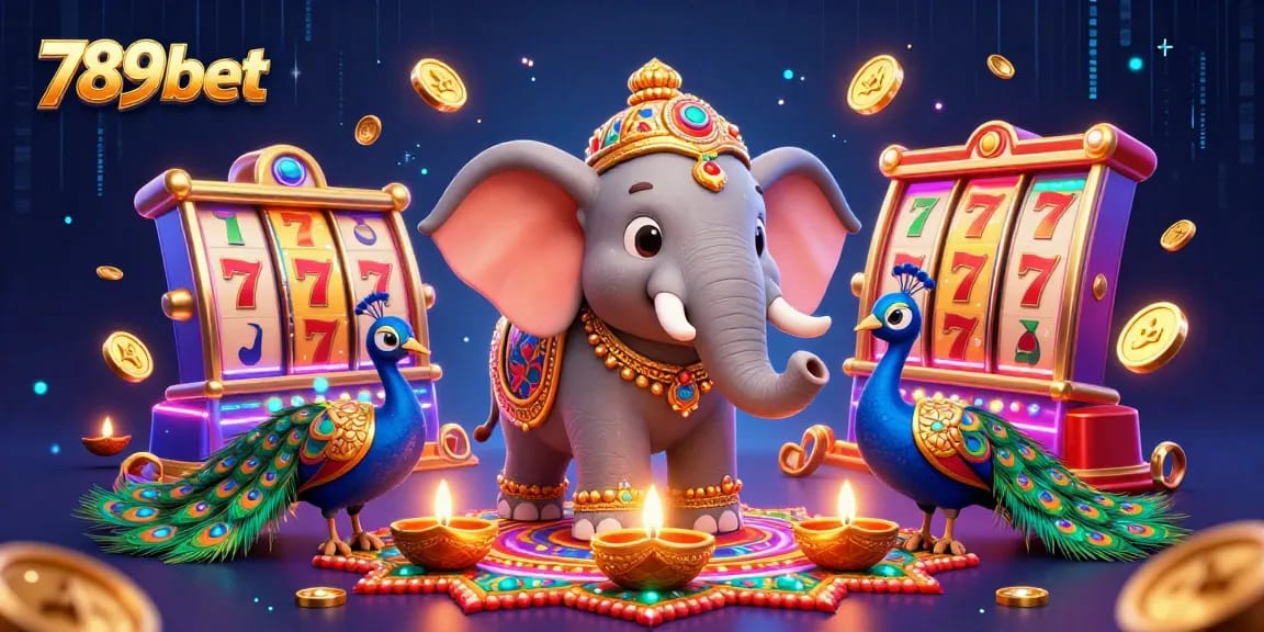 Experience the thrilling world of 789bet with dynamic casino games, vibrant elephant, and dazzling lights.