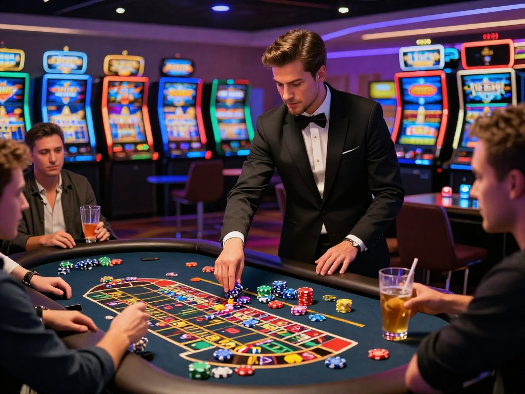 I migliori casinò online non aams in un'atmosfera di gioco vivace con un croupier coinvolgente.