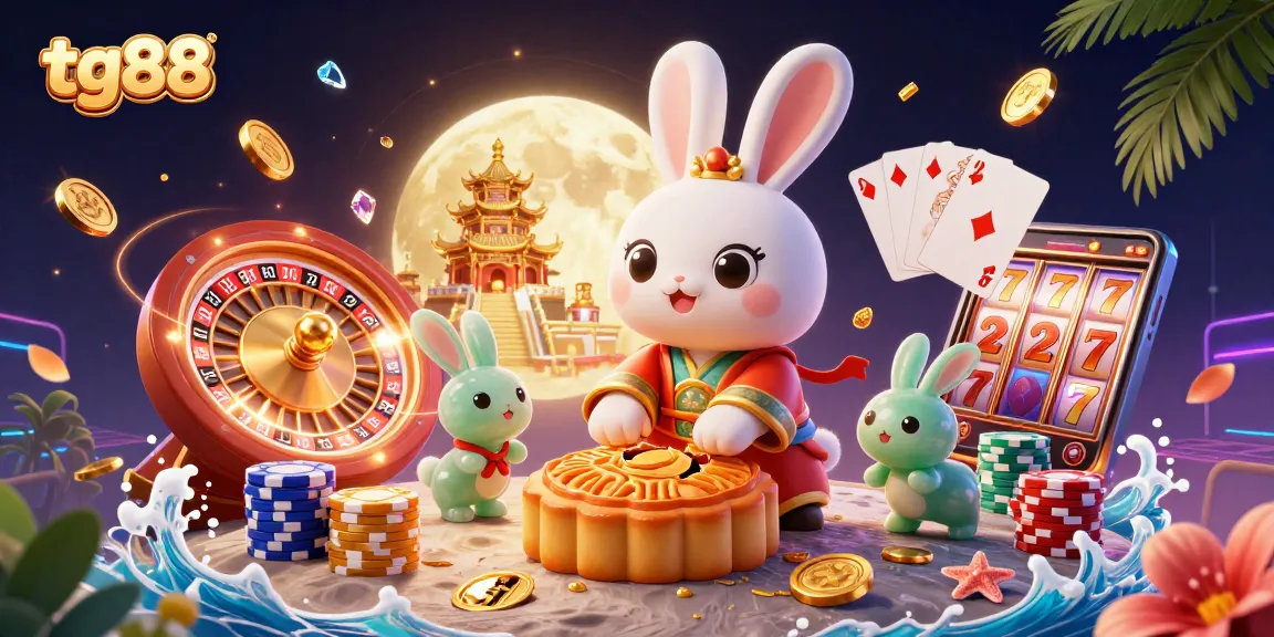 Experience thrilling casino fun with tg88 as the moon rabbit reveals poker chips from mooncakes.