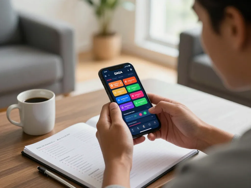 Engaging user placing bets on dagago app during an online gaming session at home.