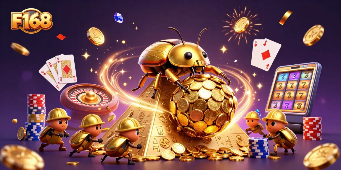 Experience the thrilling adventures at F168 while rolling in golden coins and casino treasures.