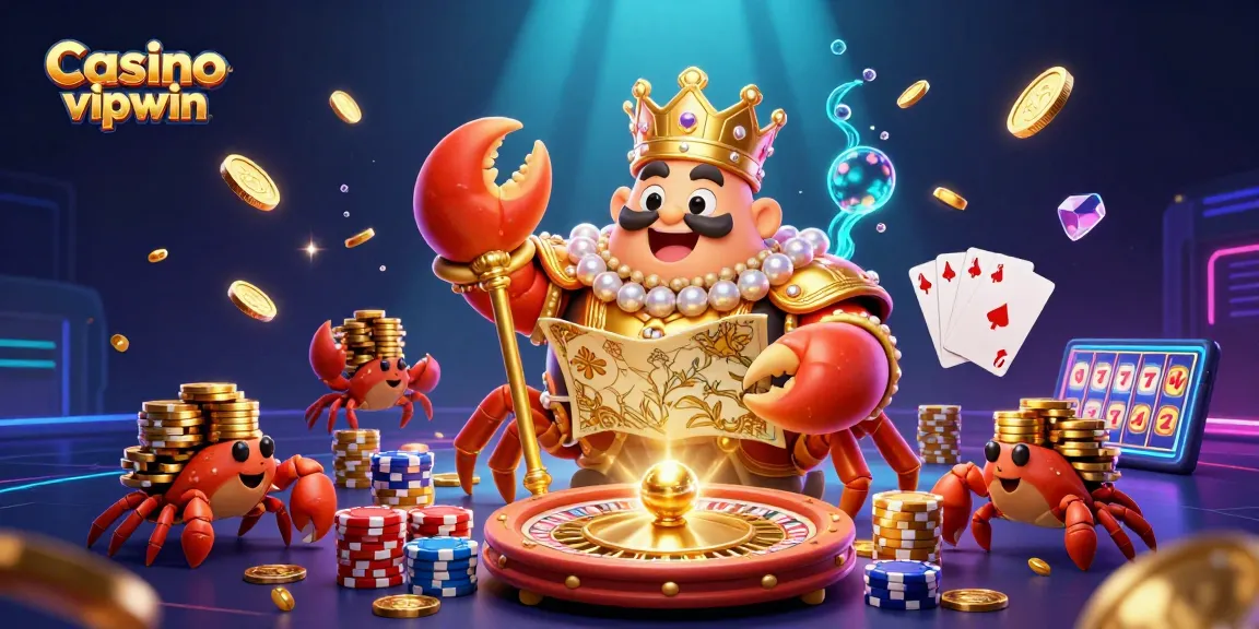 Experience the vibrant action at Casino vipwin with a golden crab emperor and treasures.