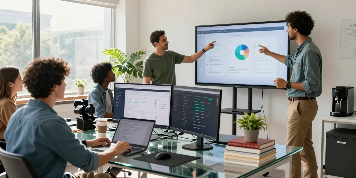 AI detector team at work, showcasing advanced content moderation technology in a modern office.