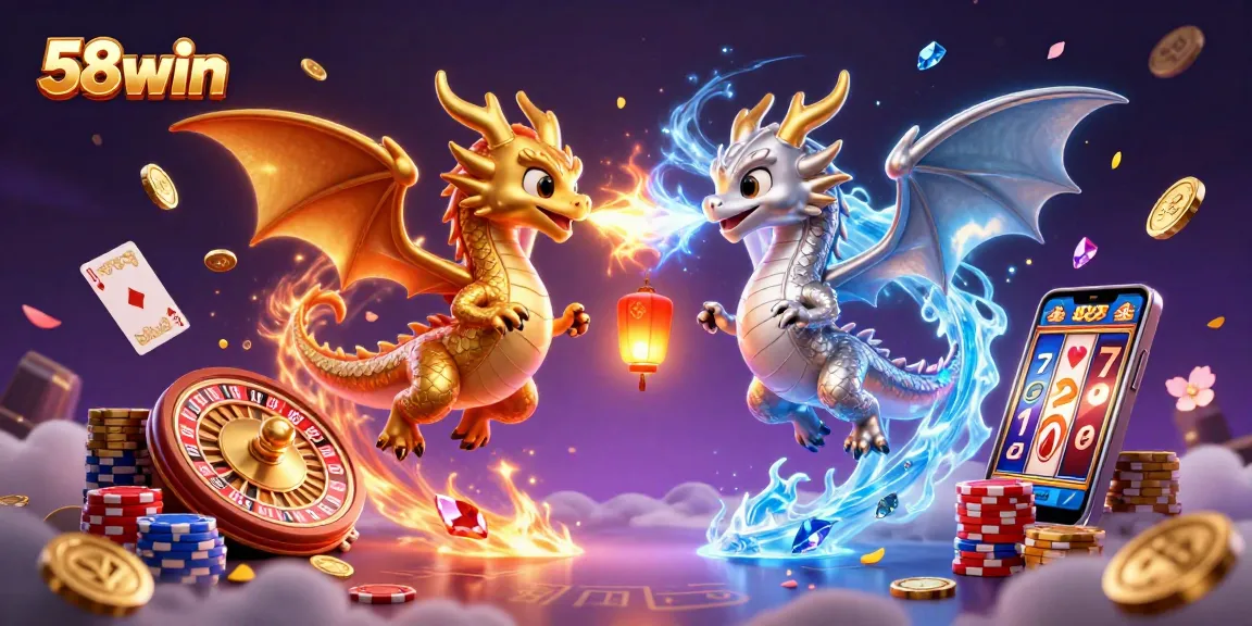 Engage in thrilling moments at 58win with golden coins, vibrant dragons, and live casino action.