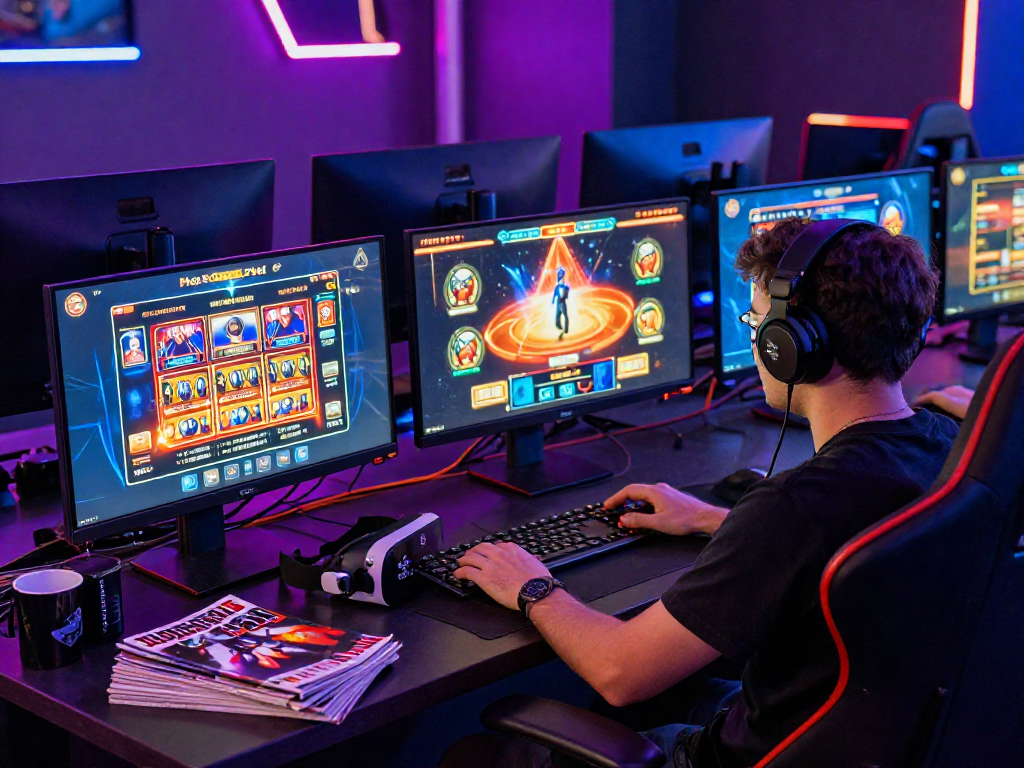 Giocatore immerso nei migliori casinò online non AAMS con giochi vibranti e ambientazione coinvolgente.