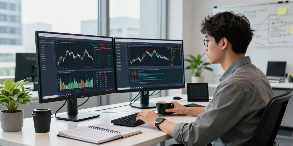 Engineer analyzing Japan stock fundamental data API in a modern fintech workspace.