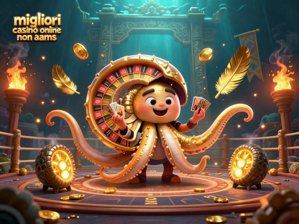 Giocando ai migliori casinò online non aams con un nautilus che rilascia carte e monete d'oro.