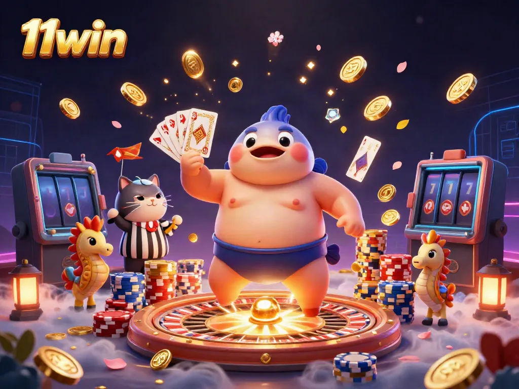 Engage in thrilling games with 11win, featuring a vibrant underwater casino scene with animated elements.