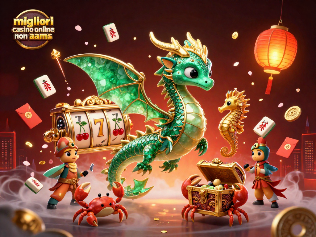 I migliori casinò online non aams presentano un drago marino e simboli fortunati immersi in una ricca scena di gioco.