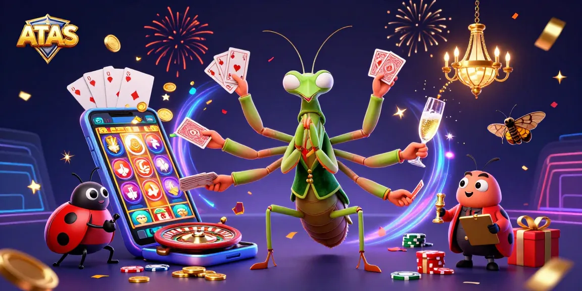 Join the fun at ATAS Casino with a vibrant 3D casino scene showcasing thrilling games and lively characters.