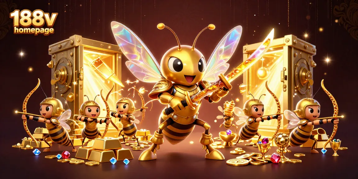 Experience excitement and rewards with 188v homepage featuring dynamic casino characters and treasures.