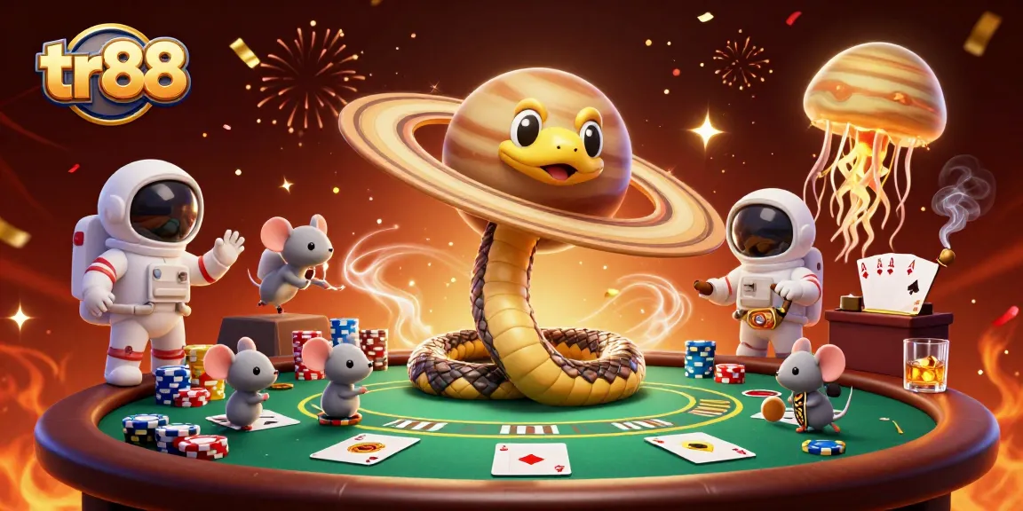 Experience thrilling bets at tr88 as astronaut mice gamble on Saturn's rings in a cosmic casino.