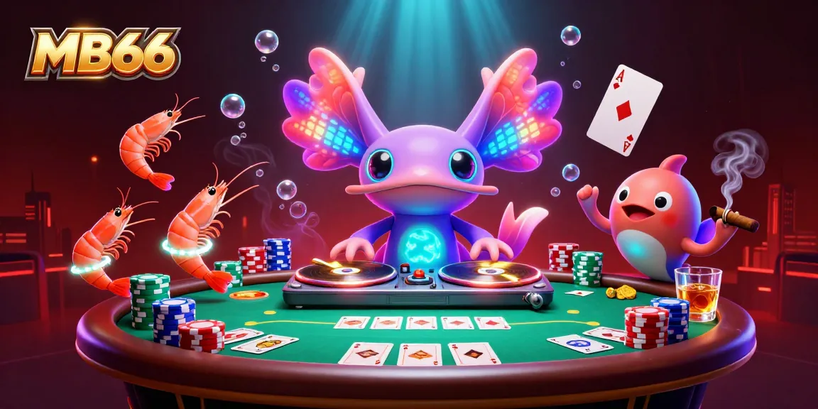 Experience MB66 casino energy with a lively DJ, vibrant game elements, and dynamic underwater visuals.