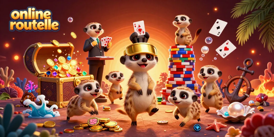 Engage in online roulette with a playful meerkat casino scene filled with dynamic gaming elements.