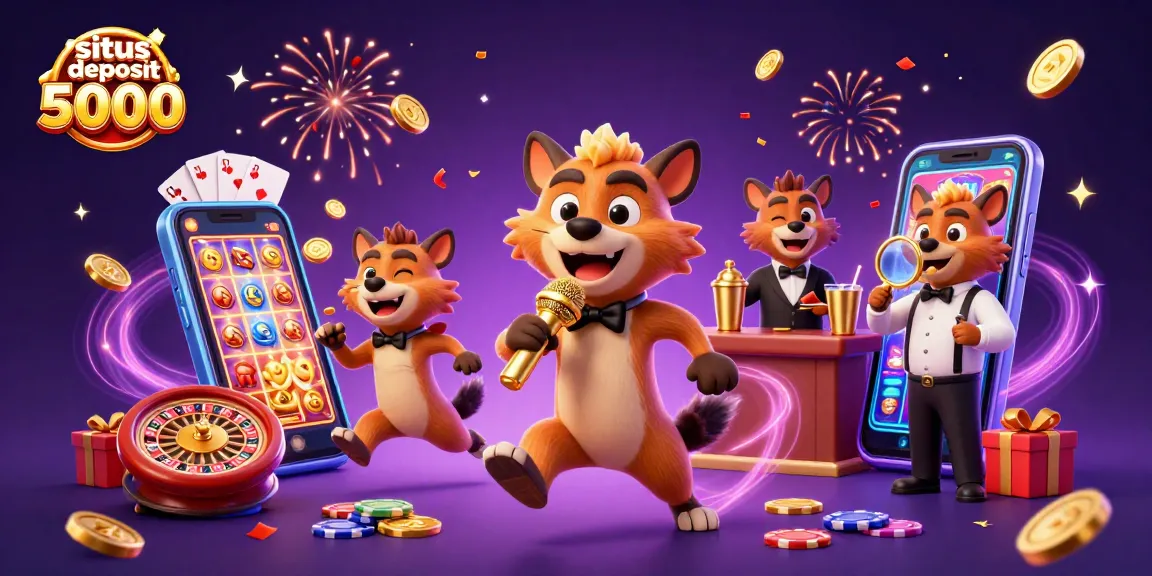 Experience thrilling gameplay at situs deposit 5000 with vibrant slot games showcased in a lively scene.