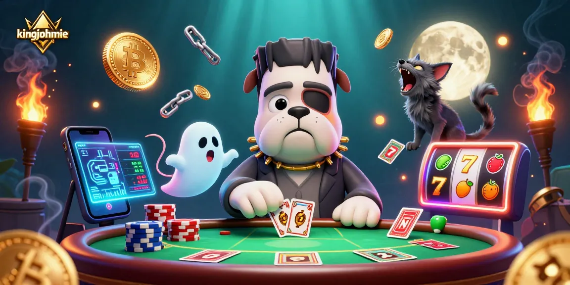 Engage in action-packed gaming at kingjohnnie with a vibrant illustration of casino characters.